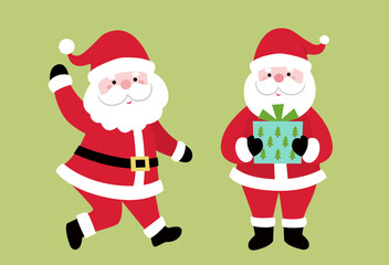 Cute style flat Santa Claus set