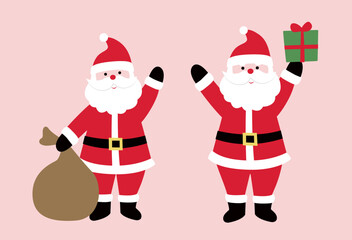 Cute style flat Santa Claus set