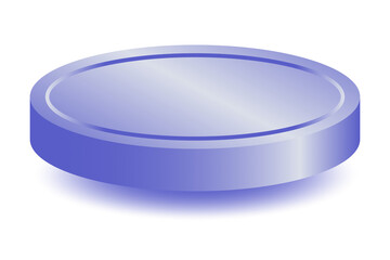 Blue podium showing products