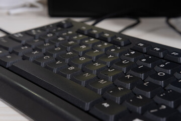 Close up view of a keyboard, selective focus.