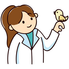 A veterinarian with a bird.