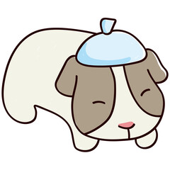 Sick guinea pig illustration.