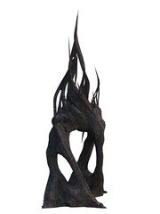 A 3d rendered illustration of a fantasy wooden elven architectural structure as an overlay 