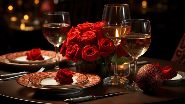 Valentines Day Dinner Table Place Setting, Background Image, Valentine Background Images, Hd