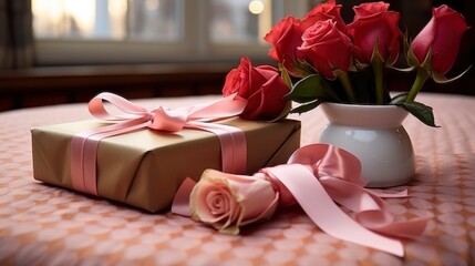 Fototapeta na wymiar Valentines Day Frame Romantic Gift Rose, Background Image, Valentine Background Images, Hd