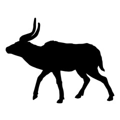 Silhouette of an antelope animal isolated on white background.