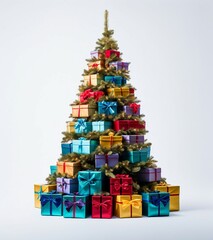 A beautifully decorated Christmas tree surrounded by a pile of festive presents