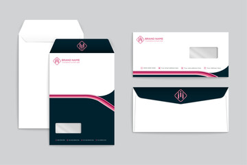 Modern and creative real estate envelope template design