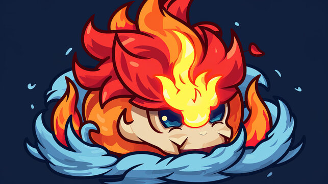 fiery cartoon monster