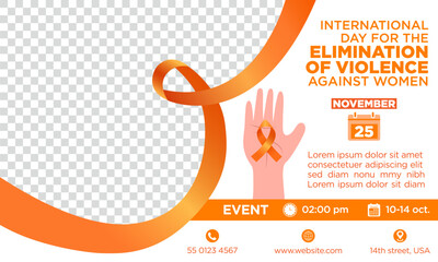 Banner plantilla para el Día Internacional de la Eliminación de la Violencia contra la Mujer 25 de noviembre, día naranja - obrazy, fototapety, plakaty