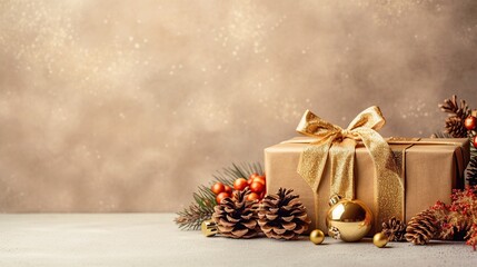 Fototapeta na wymiar New Year mood, Christmas card, Happy New Year blur background. Decorations, celebrate new year, party, gift box