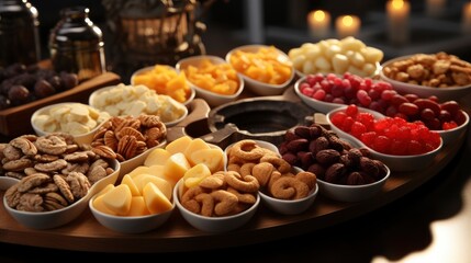 Fototapeta premium Varieties Elite Cheese Heartshaped Plate Cashews, Background Image, Valentine Background Images, Hd