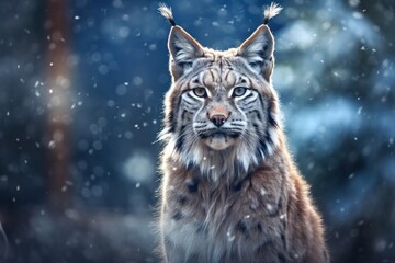 Lynx with Snowflakes on its Whiskers.