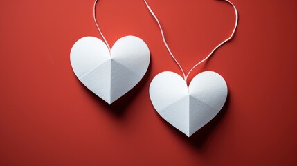 White Hearts Paper On Red Textured photorealistic , Background Image, Valentine Background Images, Hd