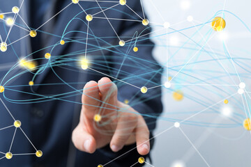 touching global network and data customer connection