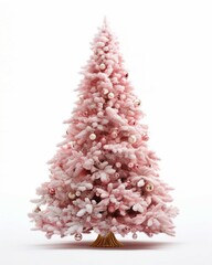 A vibrant pink Christmas tree against a clean white backdrop
