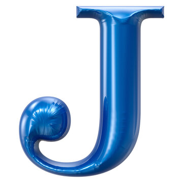 3D J Font Blue Rendering