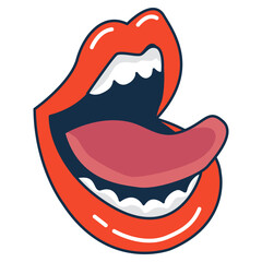 Naklejka premium Cartoon cute lady mouth open, red lips. Vector illustration
