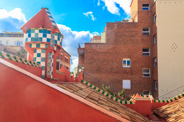 Details from the roof of Casa Vicens in Barcelona, Spain. It is first masterpiece of Antoni Gaudi....