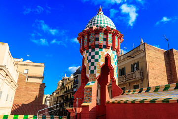 Details from the roof of Casa Vicens in Barcelona, Spain. It is first masterpiece of Antoni Gaudi....