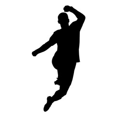 Fototapeta na wymiar Silhouette of a man doing jump movement. Silhouette of a sporty male jumping.