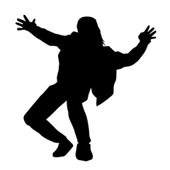 Silhouette of a man dancing pose. Silhouette of a male dancer in action pose. 