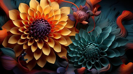 AI-generated illustration of vibrantly-colored blossoms. MidJourney.