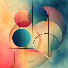 AI-generated abstract geometric illustration in the saturated colors of summer. MidJourney.