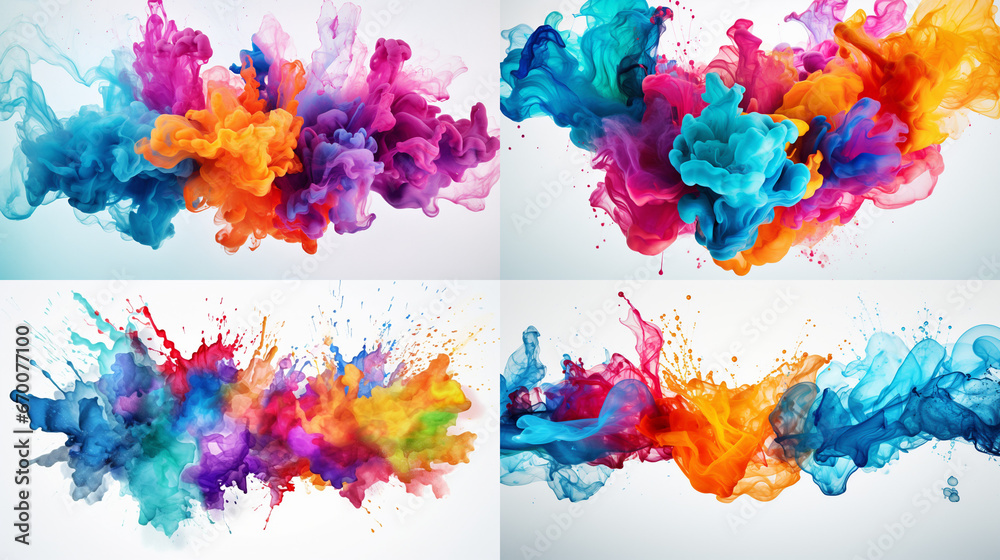 Wall mural set of watercolor splashes