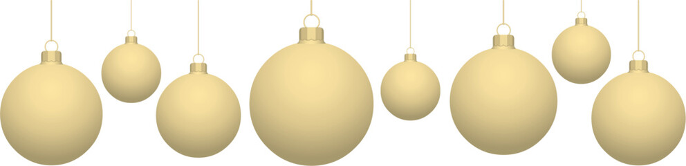 Bannière avec boules de Noël en or