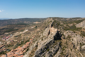 Aerial view of the Templar castle of Castellote