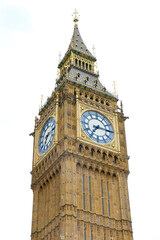 Close up of Big Ben Clock Tower, an iconic feature of the Palace of Westminster in London, UK
