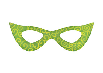 Mardi Gras green carnival mask clip art. fat tuesday carnival mask cut out. festival masquerade accessories isolated on transparent background illustration. Opera and theater costume element