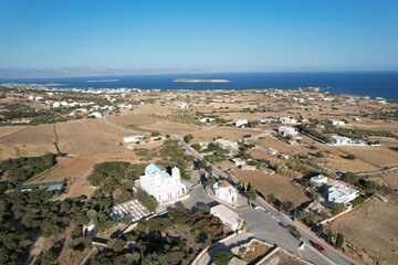 Aerial views from over the Greek Orthodox Church on the Greek Island of Paros