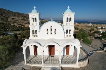 Aerial views from over the Greek Orthodox Church on the Greek Island of Paros