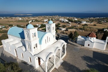 Aerial views from over the Greek Orthodox Church on the Greek Island of Paros