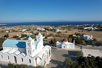 Aerial views from over the Greek Orthodox Church on the Greek Island of Paros