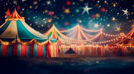 Colorful multi colored circus tent background and twinkling lights - obrazy, fototapety, plakaty