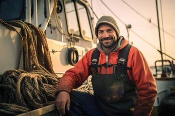 Fishery worker boat vessel captain smile face 