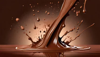  chocolate splash close up isolated on brown background.  © Raiyah
