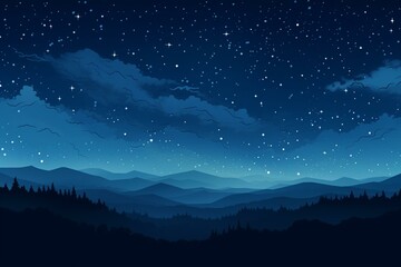 Illustration of starry night sky in clean, minimalist style. Generative AI