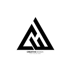 Letter C h w modern shape triangle shape negative space monogram abstract logo