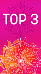 Top Three Mandala Design Element Pink Orange Yellow Magenta Text Vertical