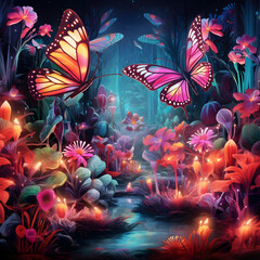 butterfly and flowers, butterfly, nature, flowers, nature, Ai generated 
