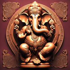 Lord Ganesha sculpture with decorative elements - ai generative