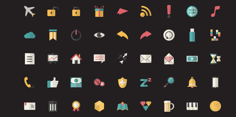 icon, set, vector, web, business, symbol, sign, design, icons, internet, media, logo, computer, website, illustration, phone, home, arrow, network, button, social, travel, mobile, seo, flat