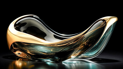 The abstract image features a black and gold color scheme with hints of aqua, catching the eye of the viewer.