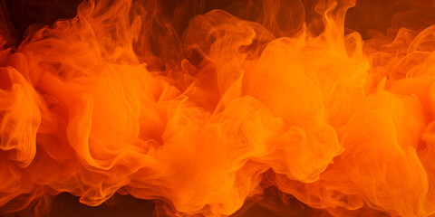 Orange Ink in water. Abstract background. Smokey clouds of ink swirling in liquid. - obrazy, fototapety, plakaty