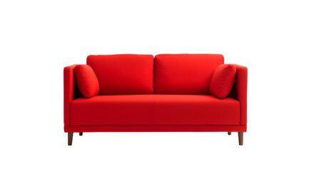 Modern red sofa with a transparent background, perfect for chic and stylish home interiors.