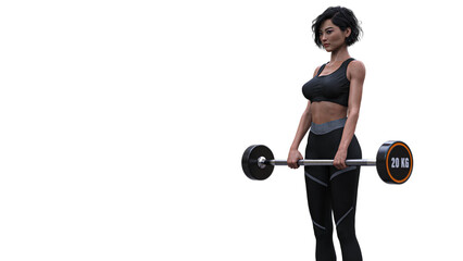 Obraz premium Woman working out, barbell - transparent background